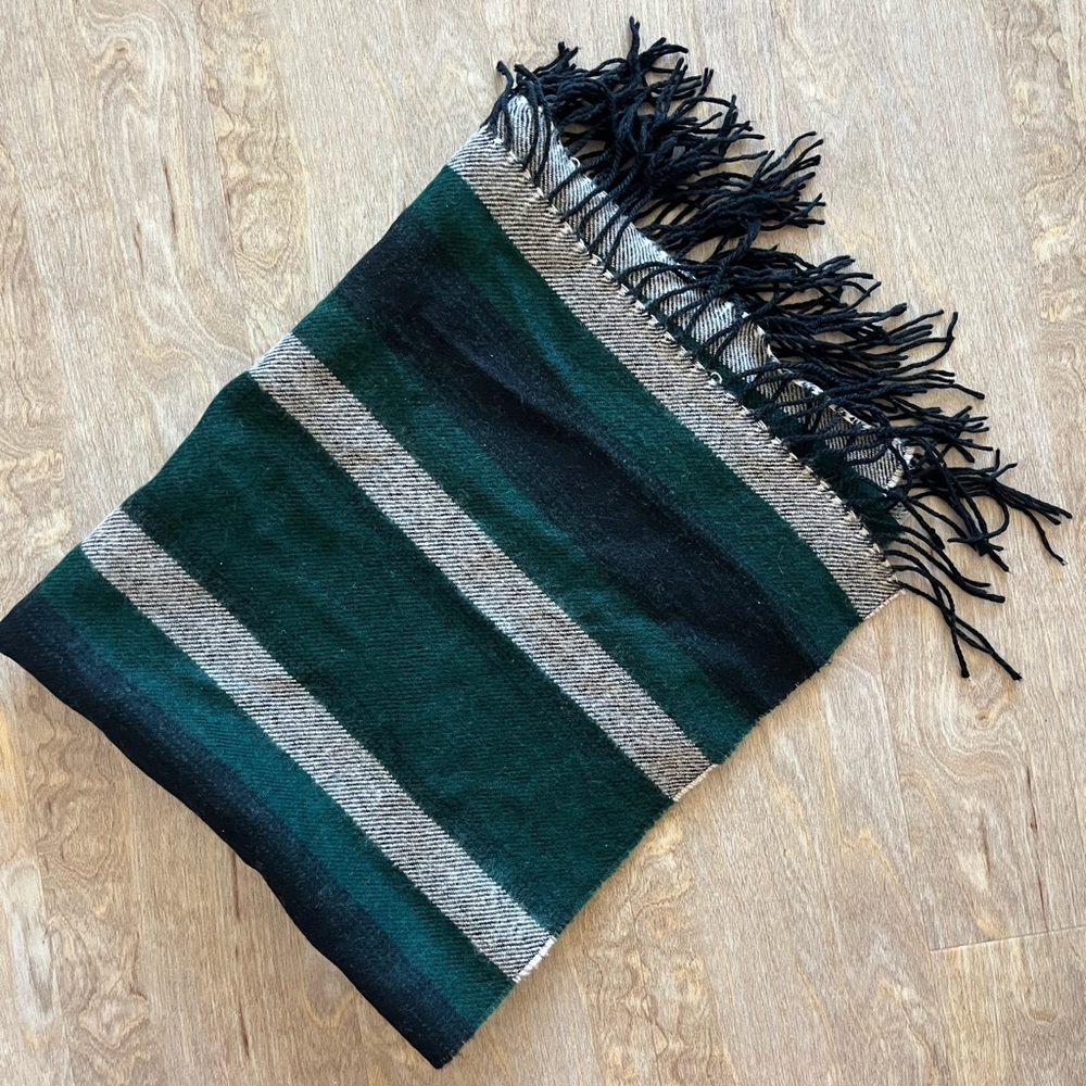 Topman: Green And Black Striped Scarf